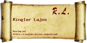 Ringler Lajos névjegykártya